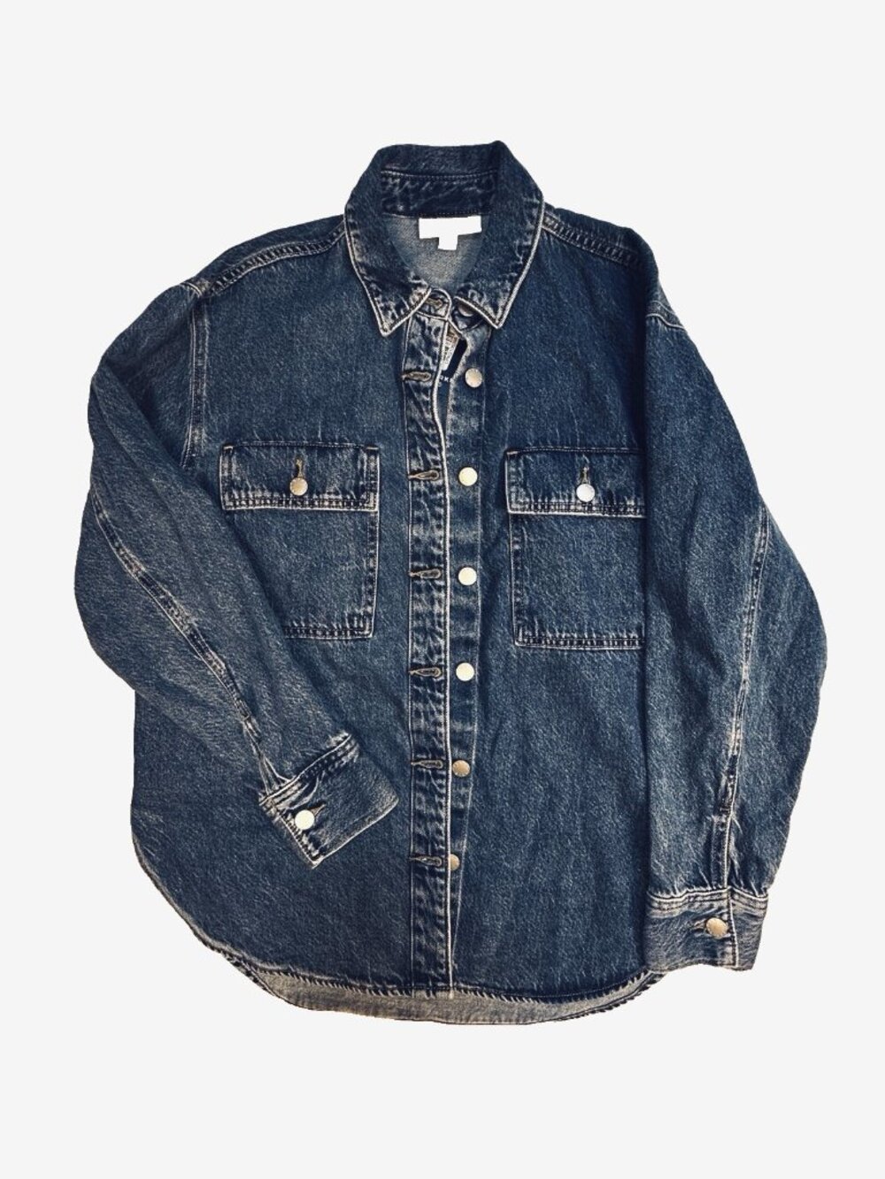 Parke Target Denim Shacket Shirt Jacket Dark Wash Oversized Button Front Small - Picture 12 of 16
